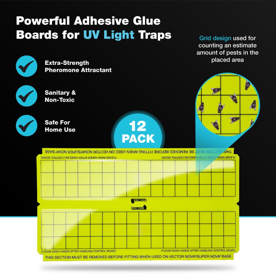 Vector UV Fly Light Universal Replacement Glue Boards - 12 Count (Yellow)