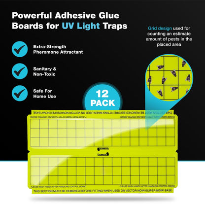 Vector UV Fly Light Universal Replacement Glue Boards - 12 Count (Yellow)